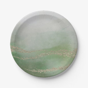 Awash Elegant Watercolor in Foliage Wedding Paper Plate
