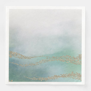 Awash Elegant Watercolor in Ocean Wedding Napkin