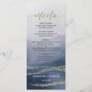 Awash Elegant Watercolor in Surf Wedding Menu