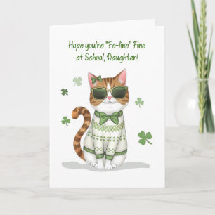 Away at College Daughter Girl Cat St Patricks Day Card