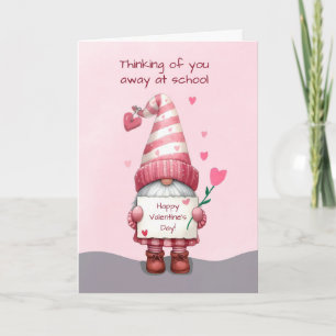 Away at College Pink Valentine's Day Gnome Card