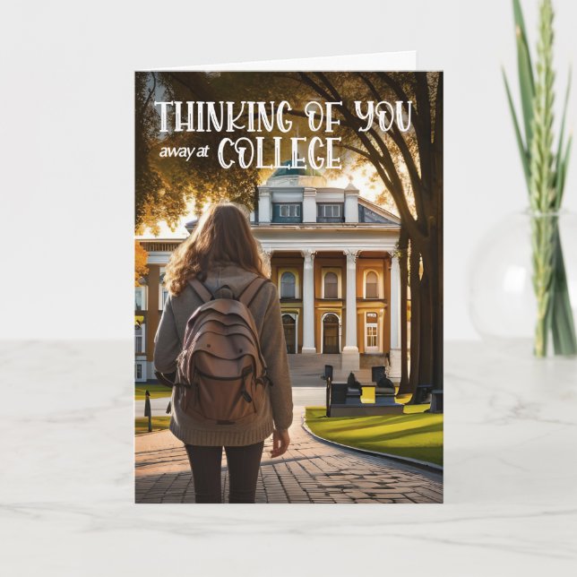 Away at College Thinking of You Female Student Card (Front)