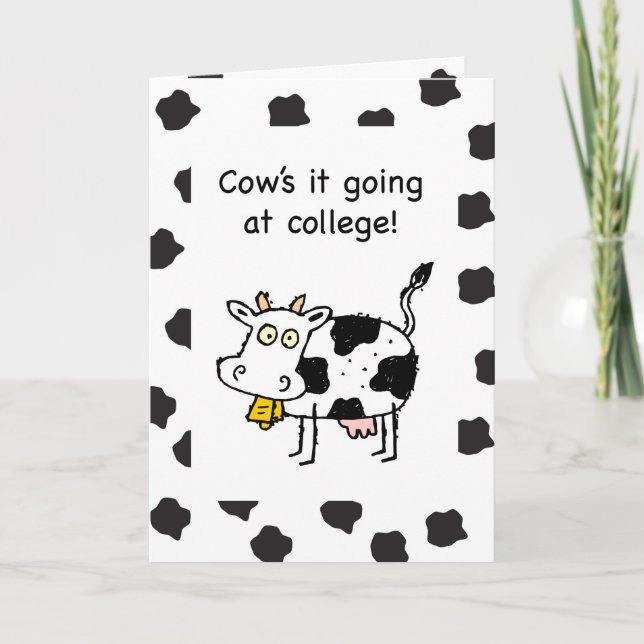 Away at College Thinking of You Funny Cow Card (Front)