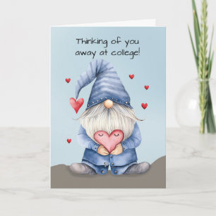 Away at College Valentine Funny Gnome Wearing Deni Card