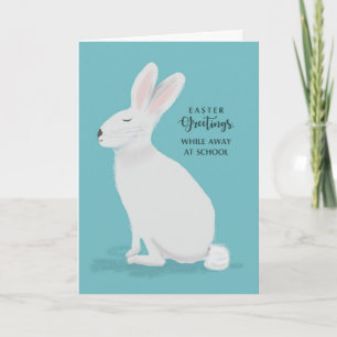 Away at School Easter Greetings White Rabbit Card