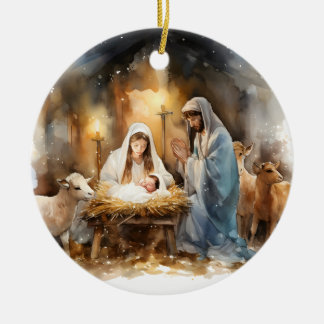 Away In A Manger Christmas  Ceramic Tree Decoration