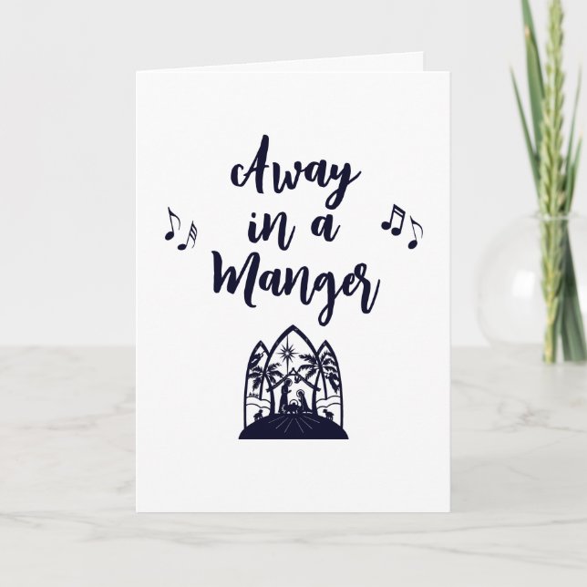 Away in a Manger Christmas Minimalist Typography Holiday Card (Front)