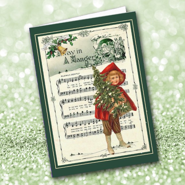 Away in a Manger Music Art Christmas Card (Creator Uploaded)