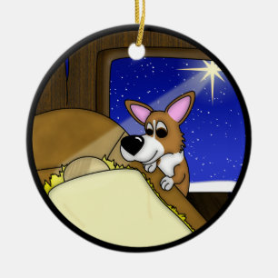 Away in the Manger Corgi Christmas Ornament