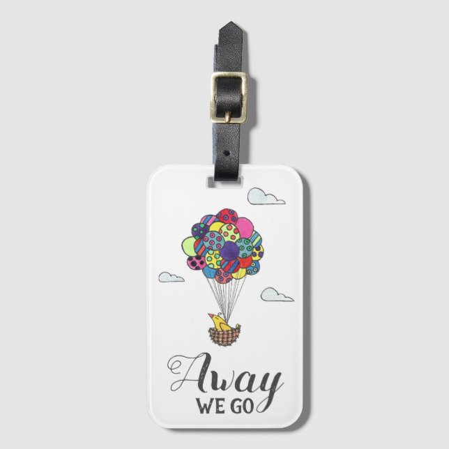 Away We Go Travelling Gift Luggage Tag (Front Vertical)
