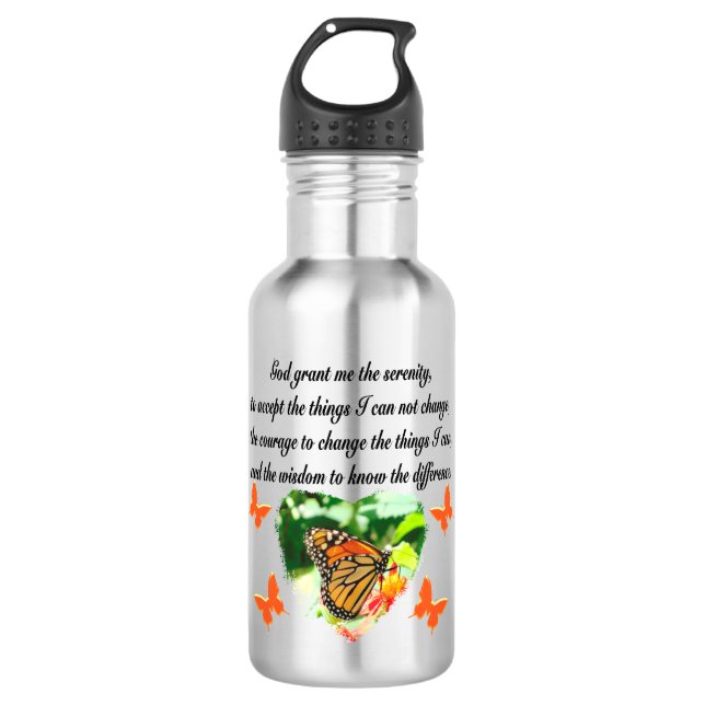 AWE INSPIRING BUTTERFLY SERENITY PRAYER PHOTO 532 ML WATER BOTTLE (Front)