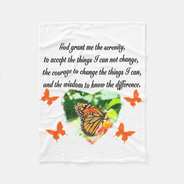 AWE INSPIRING BUTTERFLY SERENITY PRAYER PHOTO FLEECE BLANKET (Front)