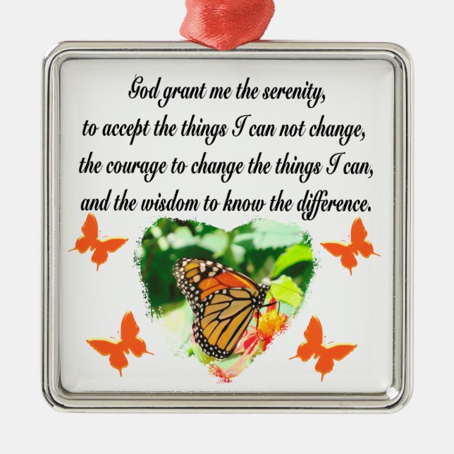 AWE INSPIRING BUTTERFLY SERENITY PRAYER PHOTO METAL TREE DECORATION (Front)