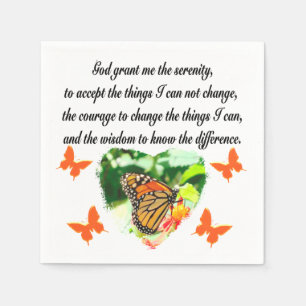 AWE INSPIRING BUTTERFLY SERENITY PRAYER PHOTO NAPKIN