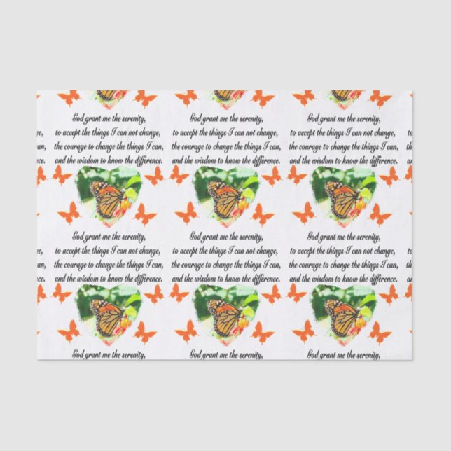 AWE INSPIRING BUTTERFLY SERENITY PRAYER PHOTO TISSUE PAPER (Front)