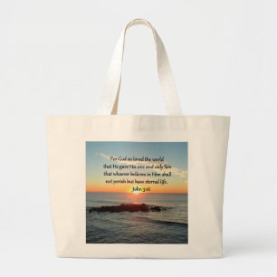 AWE-INSPIRING JOHN 3:16 SUNRISE LARGE TOTE BAG