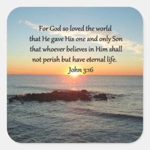 AWE-INSPIRING JOHN 3:16 SUNRISE SQUARE STICKER
