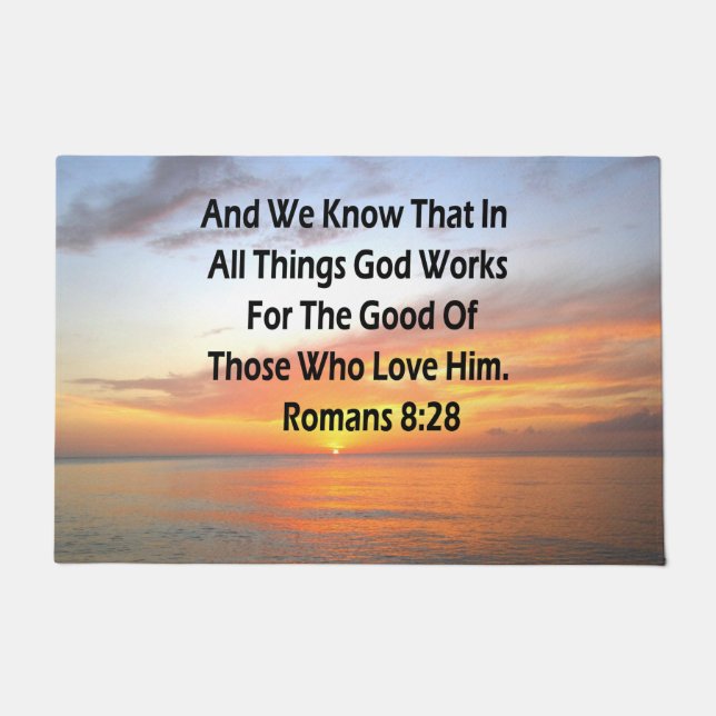 AWE-INSPIRING ROMANS 8:28 SCRIPTURE VERSE DOORMAT (Front)
