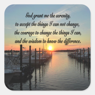 AWE-INSPIRING SERENITY PRAYER SUNSET PHOTO DESIGN SQUARE STICKER