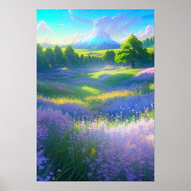 Awe-Inspiring Vista, Green Meadow Poster (Front)