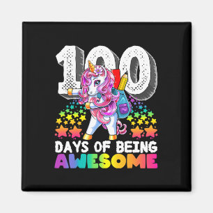 Awesome 100 Days of School Flossing Unicorn Gift f Magnet