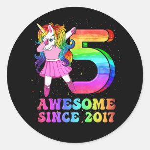 Awesome 2017 Dabbing Unicorn Birthday 5 Year Old Classic Round Sticker