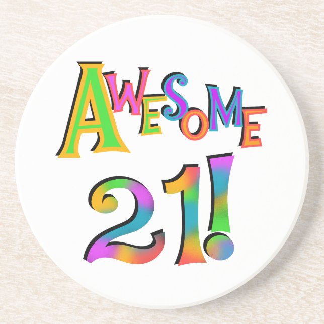 Awesome 21 Birthday T-shirts and Gifts Coaster (Front)