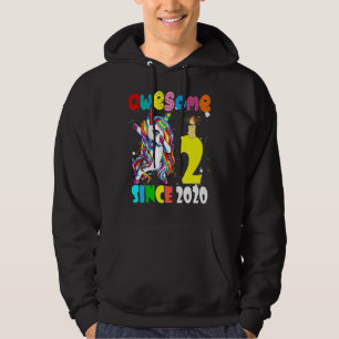 Awesome 2 Since 2020 Cute Dabbing Unicorn 2nd Birt Hoodie