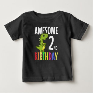 Awesome 2nd Birthday: Dinosaur Kids Funny Gift Baby T-Shirt