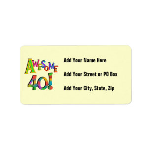 Awesome 40 Birthday T-shirts and Gifts Label