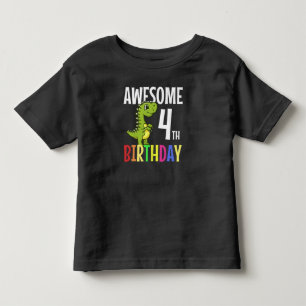 Awesome 4th Birthday: Dinosaur Kids Funny Gift Toddler T-Shirt