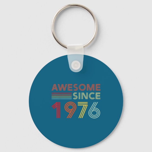 Awesome 50 Birthday Decorations Men 50yr 1976 50th Key Ring (Front)