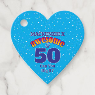 AWESOME 50 Birthday LIGHT BLUE Favour Tags