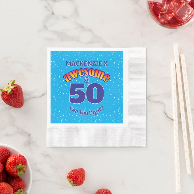 AWESOME 50 Birthday LIGHT BLUE Napkin (Insitu)