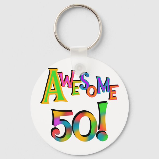 Awesome 50 Birthday T-shirts and Gifts Key Ring (Front)
