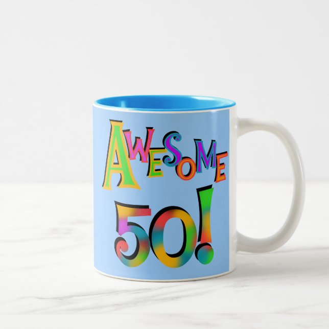 Awesome 50 Birthday T-shirts and Gifts Two-Tone Coffee Mug (Right)