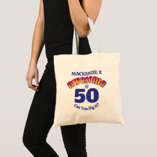 AWESOME 50 Birthday with blue text Tote Bag