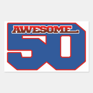 awesome 50 rectangular sticker