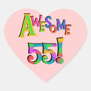 Awesome 55 Birthday T-shirts and Gifts Heart Sticker