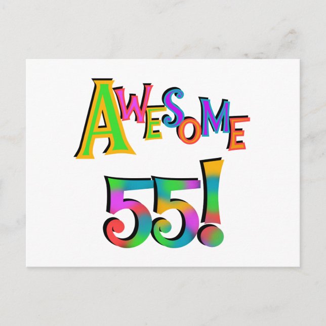 Awesome 55 Birthday T-shirts and Gifts Postcard (Front)