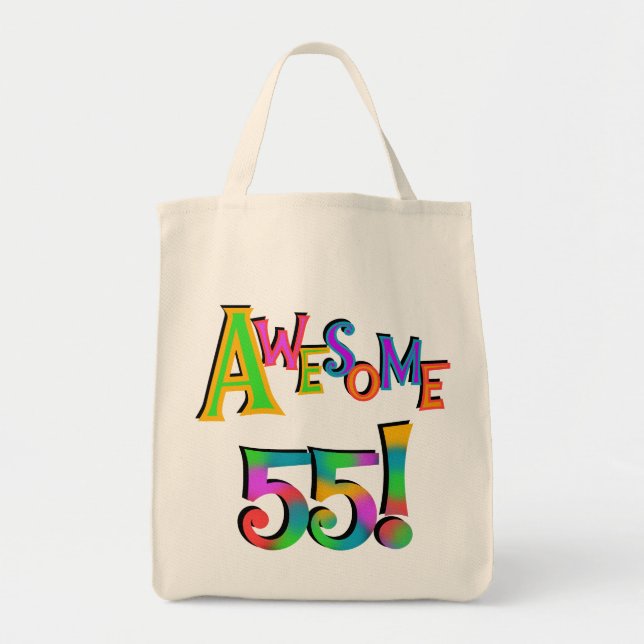 Awesome 55 Birthday T-shirts and Gifts Tote Bag (Front)