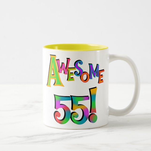 Awesome 55 Birthday T-shirts and Gifts Two-Tone Coffee Mug (Right)