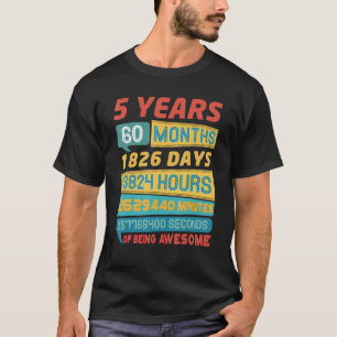 Awesome 5 Years Old   Vintage 5th Birthday T-Shirt