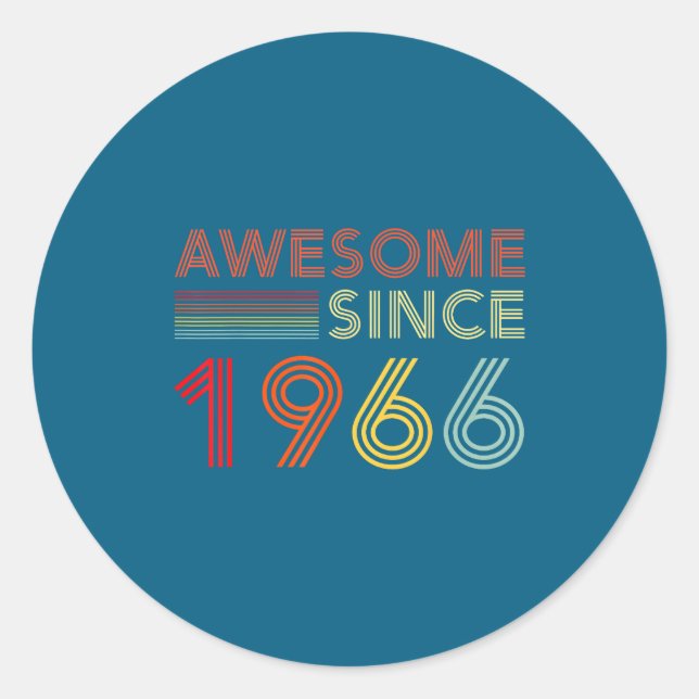 Awesome 60 Birthday Decorations Men 60yr 1966 60th Classic Round Sticker (Front)