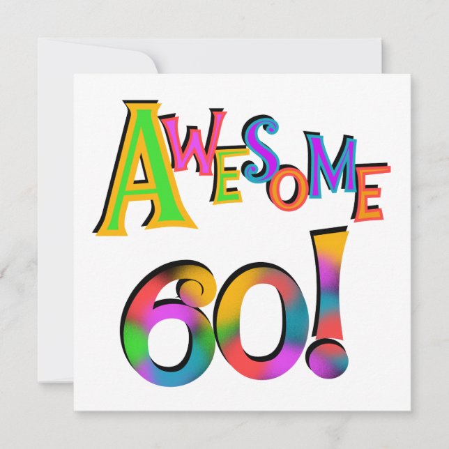 Awesome 60 Birthday T-shirts and Gifts Card (Front)