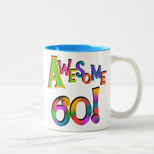 Awesome 60 Birthday T-shirts and Gifts Two-Tone Coffee Mug (Right)