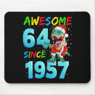 Awesome 64 Since 1957 Dinosaur 64th Birthday Chris Mouse Mat