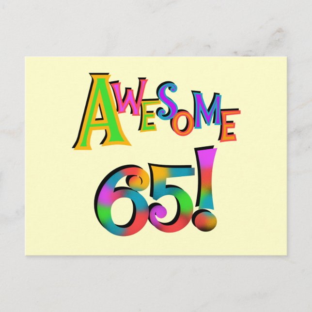 Awesome 65 Birthday Tshirts and Gifts Postcard (Front)