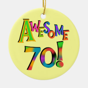Awesome 70 Birthday T-shirts and Gifts Ceramic Tree Decoration