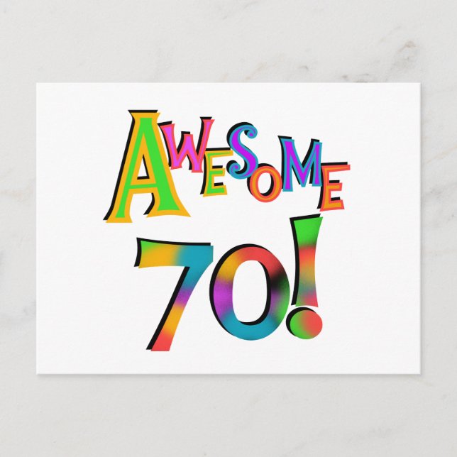 Awesome 70 Birthday T-shirts and Gifts Postcard (Front)